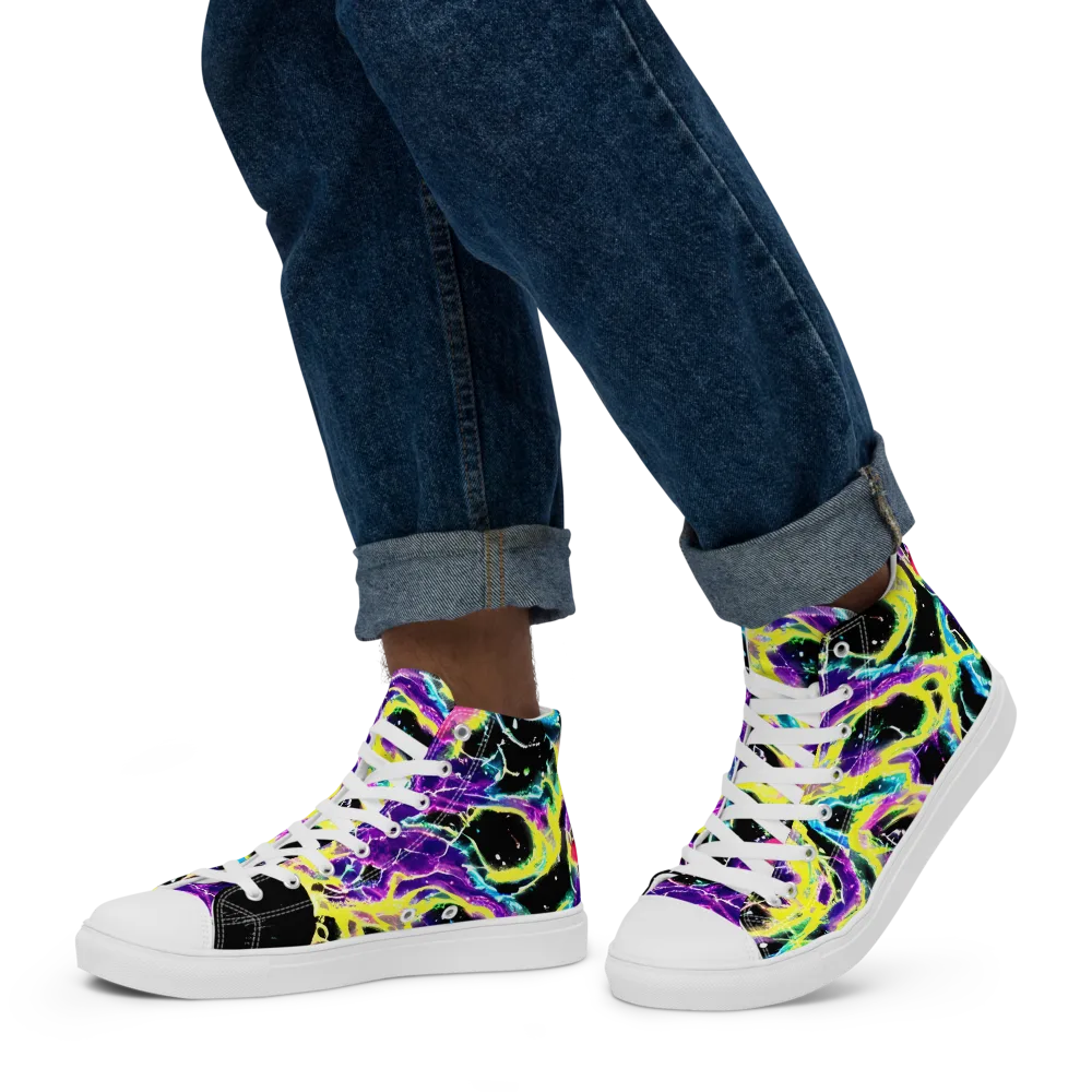 Electroflora on Men's High Top Canvas Shoes — Left