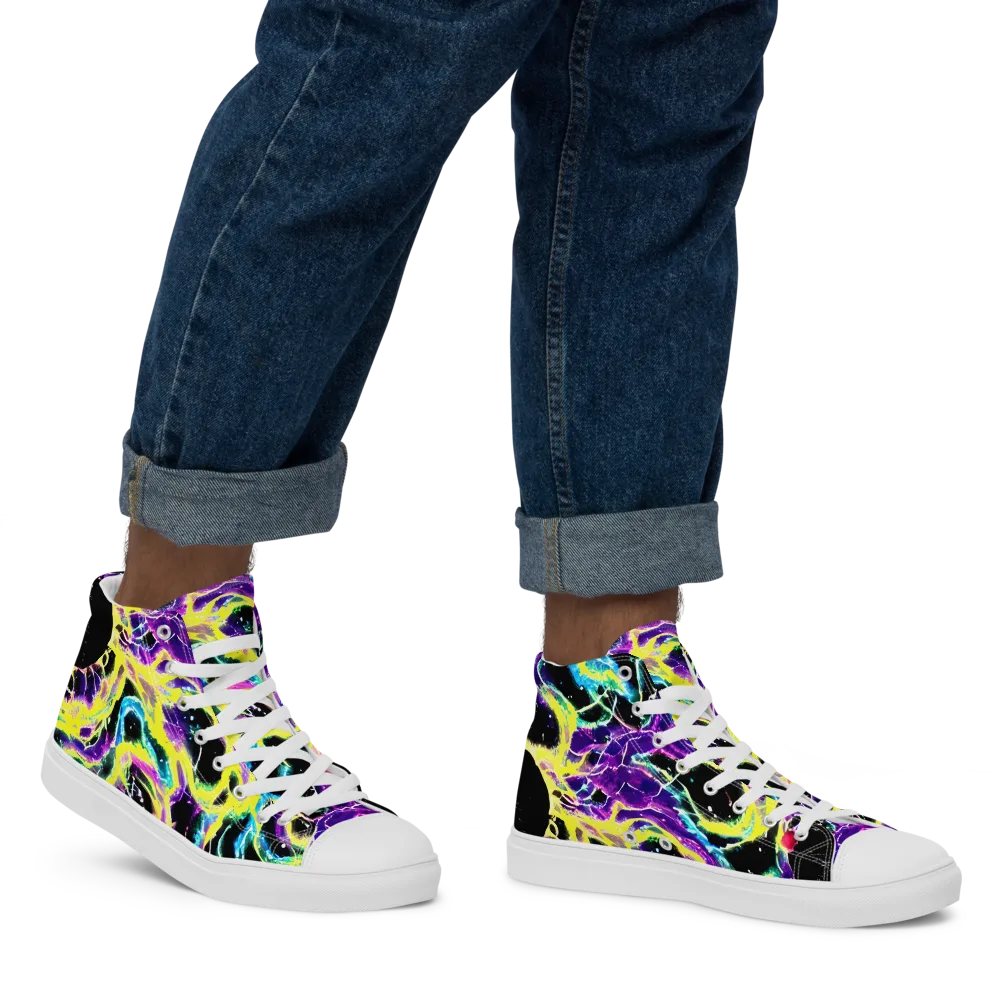 Electroflora on Men's High Top Canvas Shoes — Right