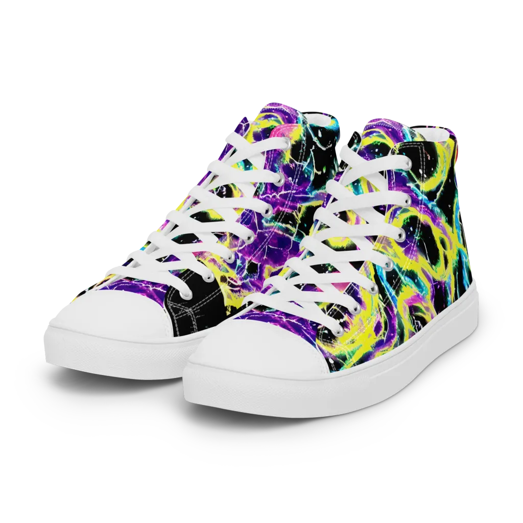 Electroflora on Women's High Top Canvas Shoes — Left Front