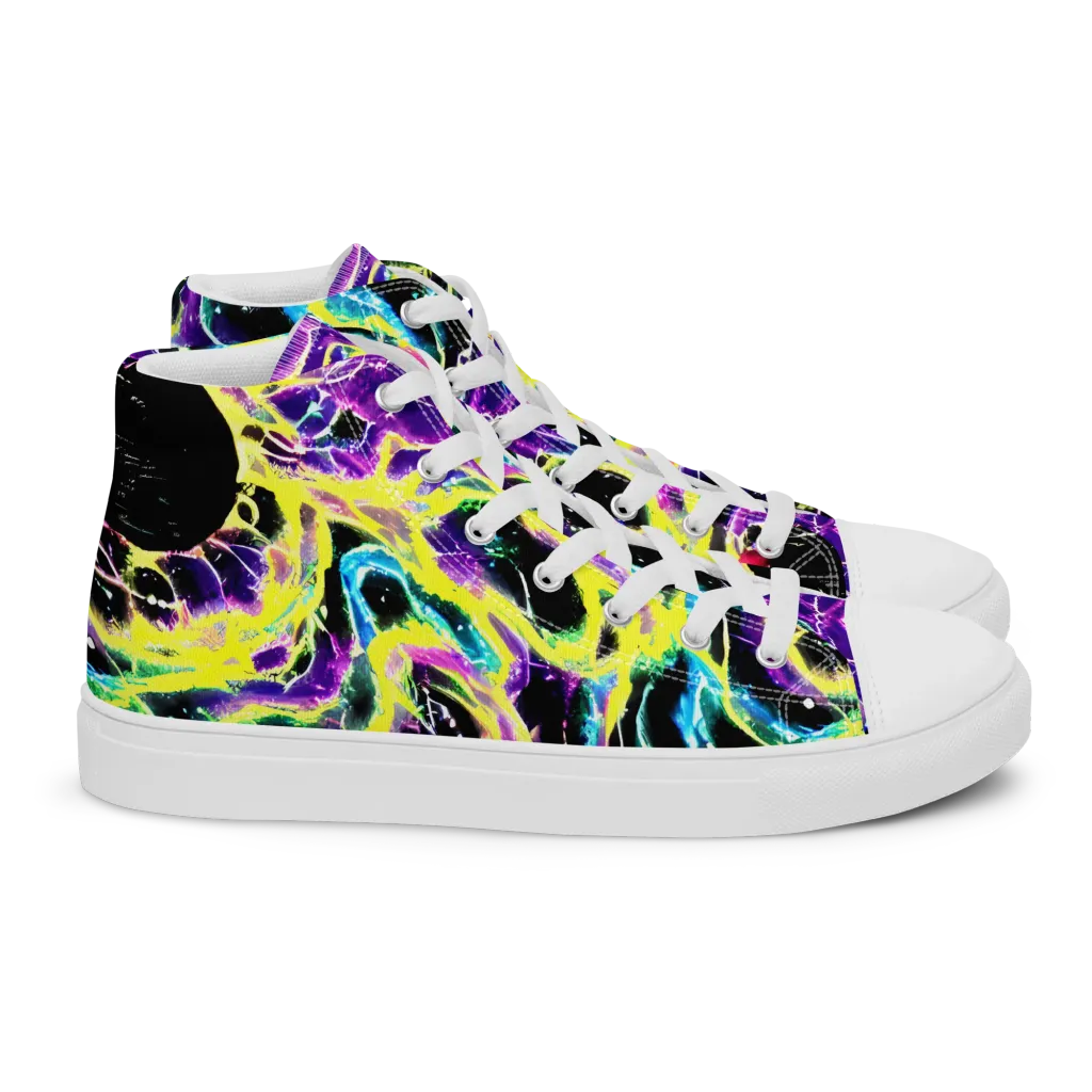 Electroflora on Women's High Top Canvas Shoes — Right