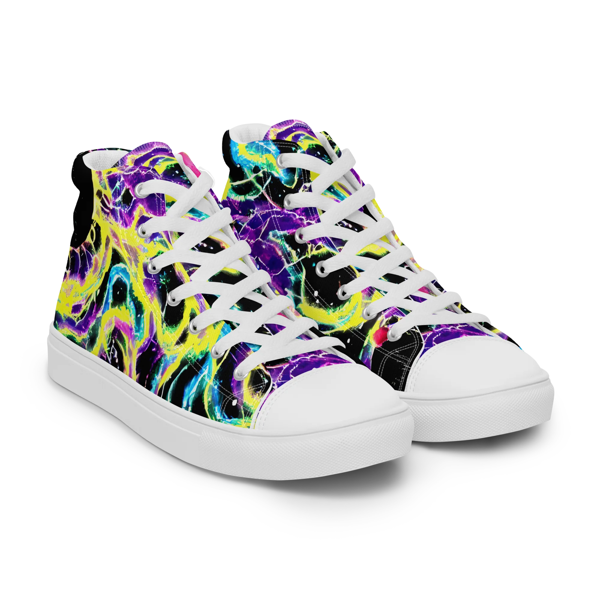 Electroflora on Women's High Top Canvas Shoes — Right Front