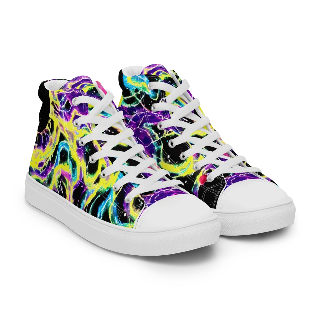 Electroflora on Women's High Top Canvas Shoes — Right Front
