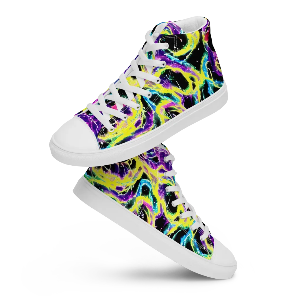 Electroflora on Women's High Top Canvas Shoes — Front