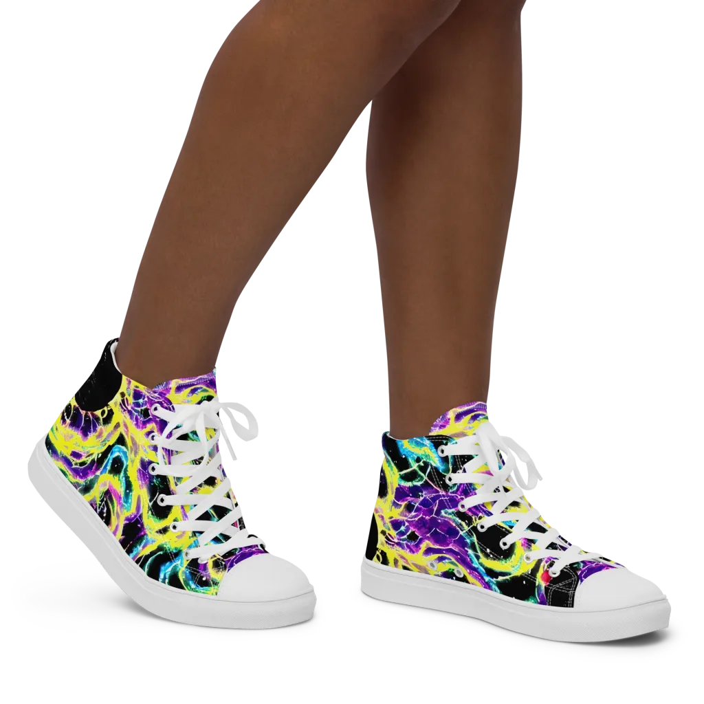 Electroflora on Women's High Top Canvas Shoes — Right