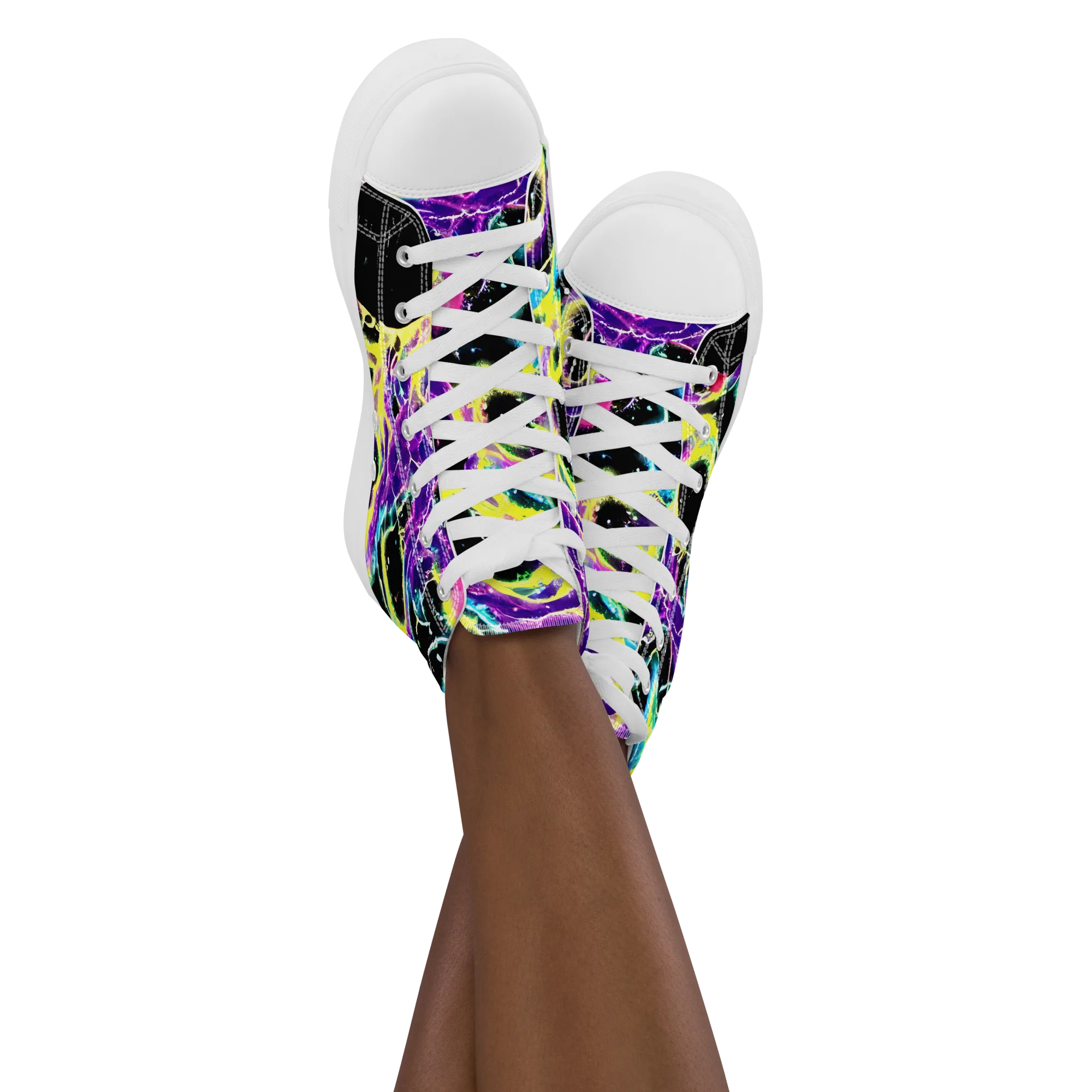 Electroflora on Women's High Top Canvas Shoes — Front