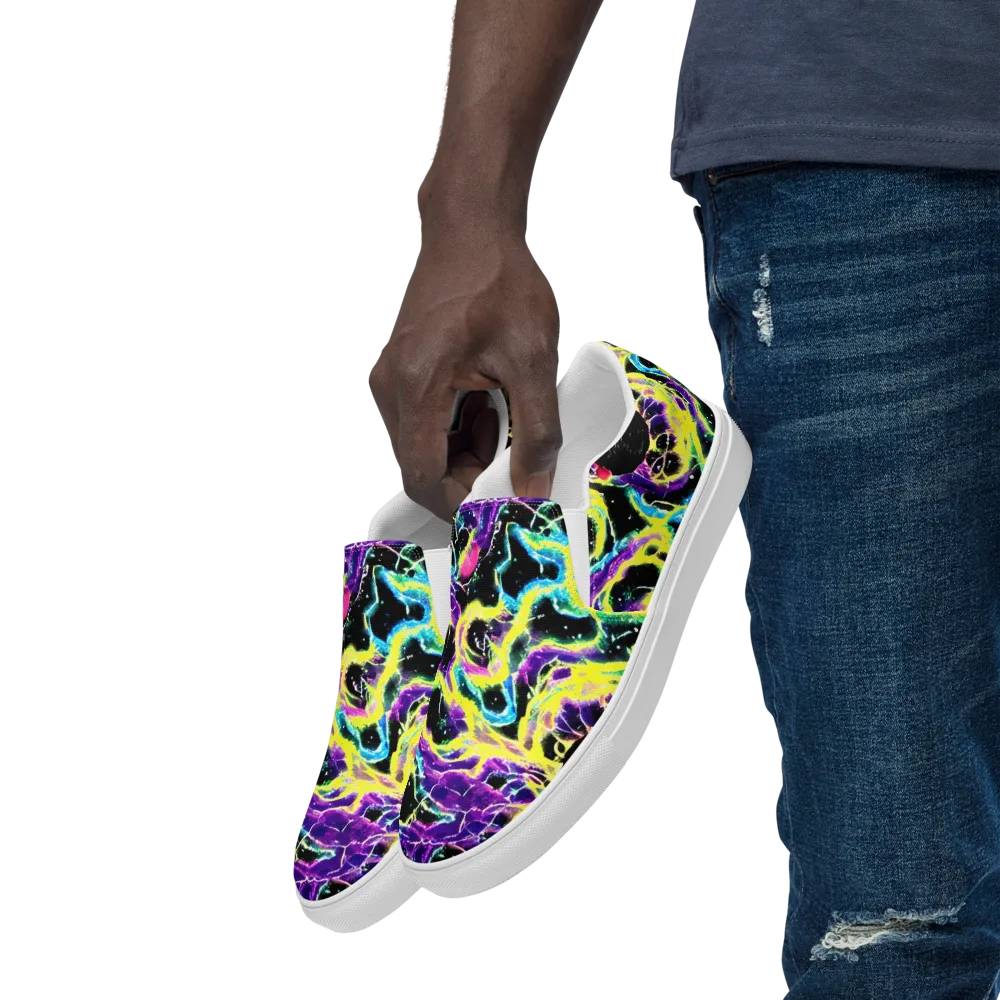 Electroflora on Men's Slip-On Canvas Shoes — Left Front