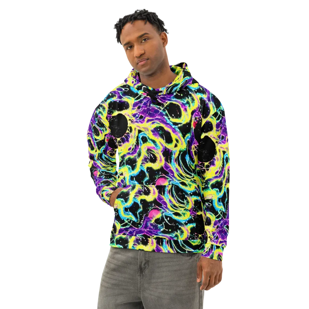 Electroflora on Cotton Hoodie — Left Front