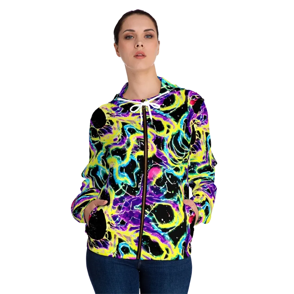Electroflora on Women's Full-Zip Hoodie — Front On Person