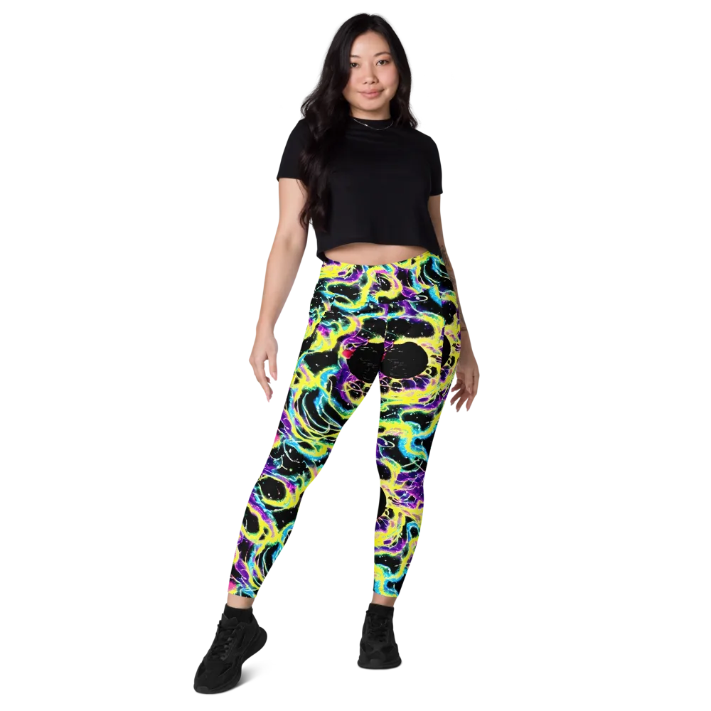 Electroflora on Leggings with Pockets — Front