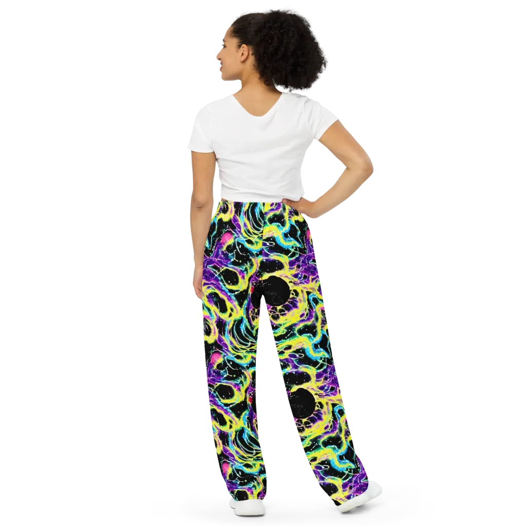 Electroflora on Wide-Leg Pants — Back