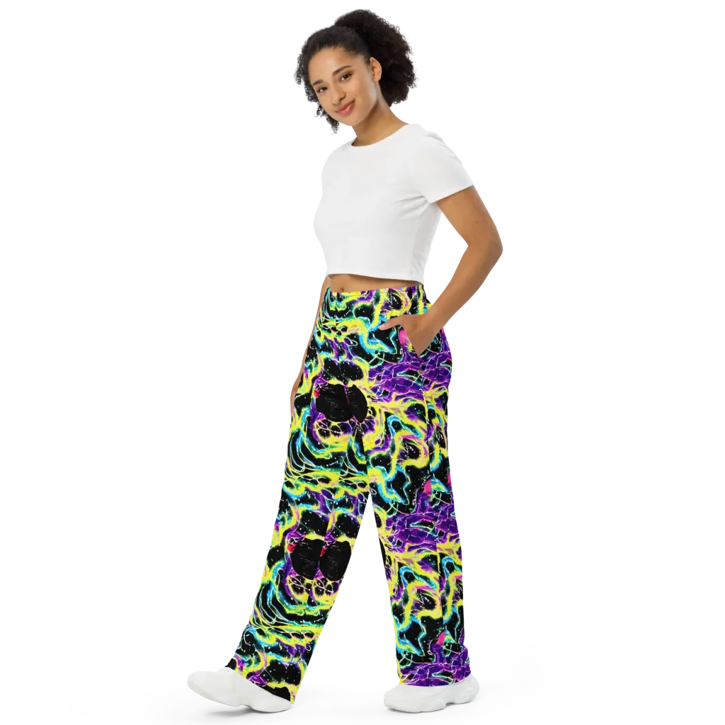 Electroflora on Wide-Leg Pants — Left Front
