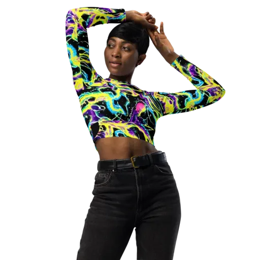 Electroflora on a Long Sleeve Crop Top