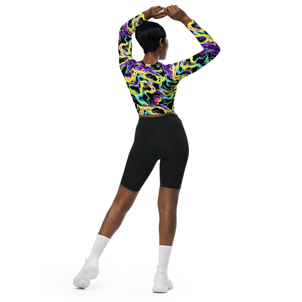 Electroflora on Long Sleeve Crop Top — Back
