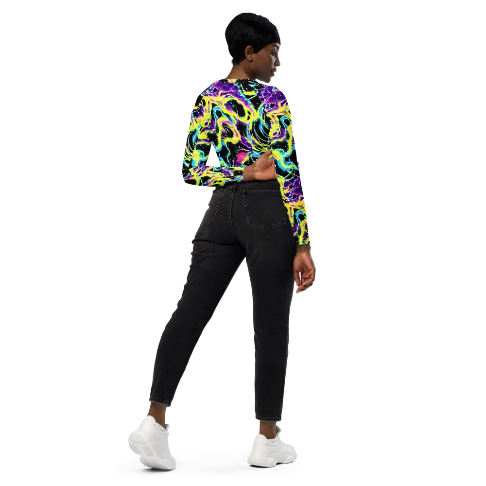 Electroflora on Long Sleeve Crop Top — Right Back
