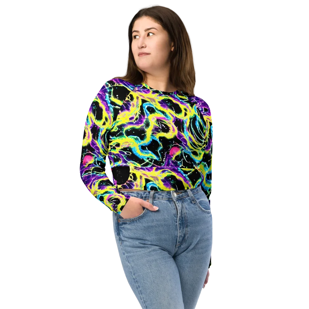 Electroflora on Long Sleeve Crop Top — Front
