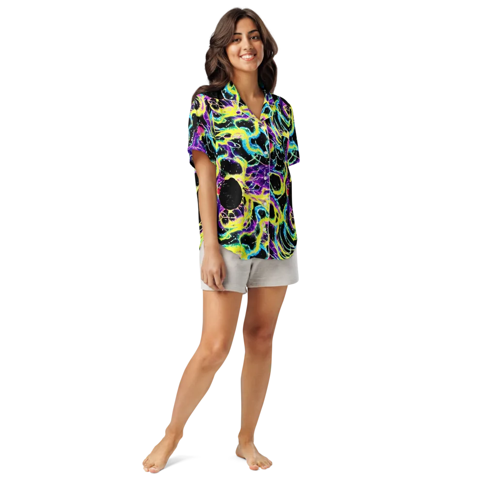 Electroflora on Women's Short Sleeve Pajama Top — Front