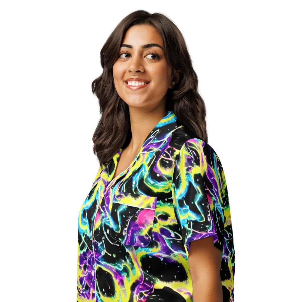 Electroflora on Women's Short Sleeve Pajama Top — Left Front