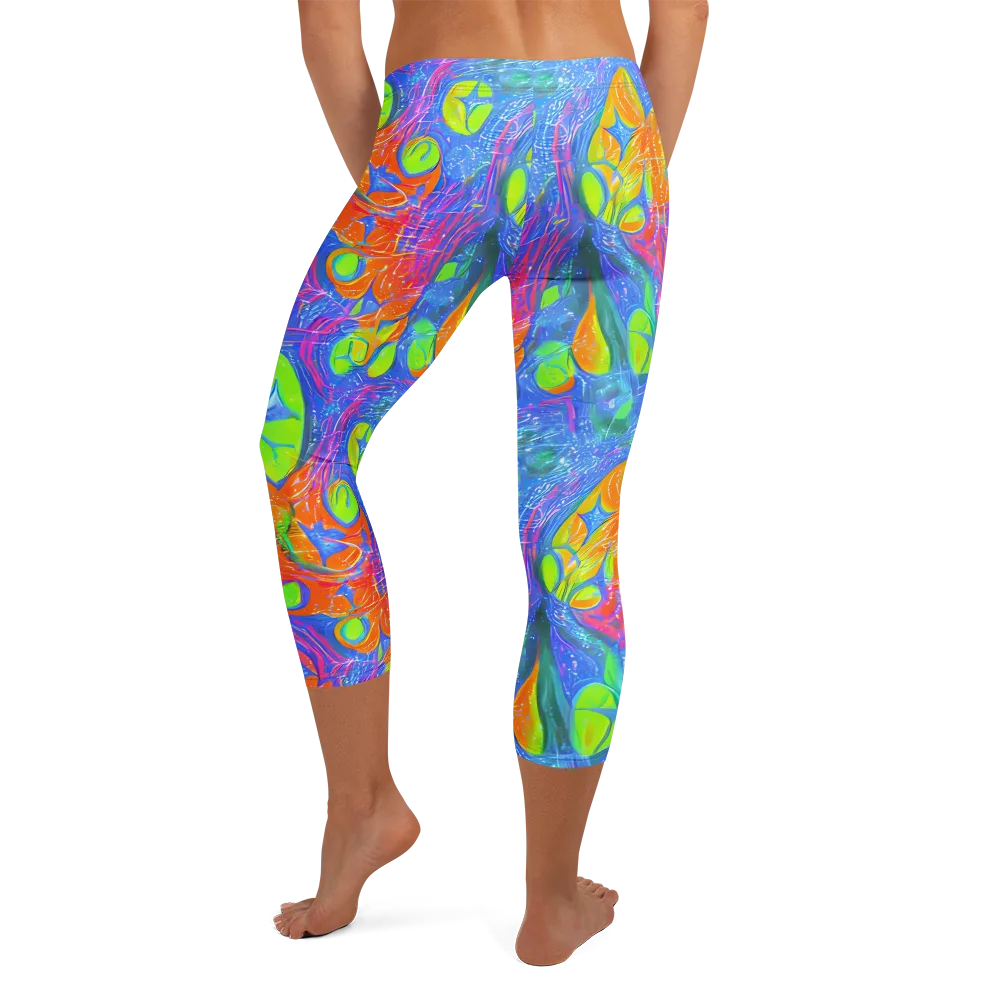 Pixelated Citrus on Capri Leggings — Back