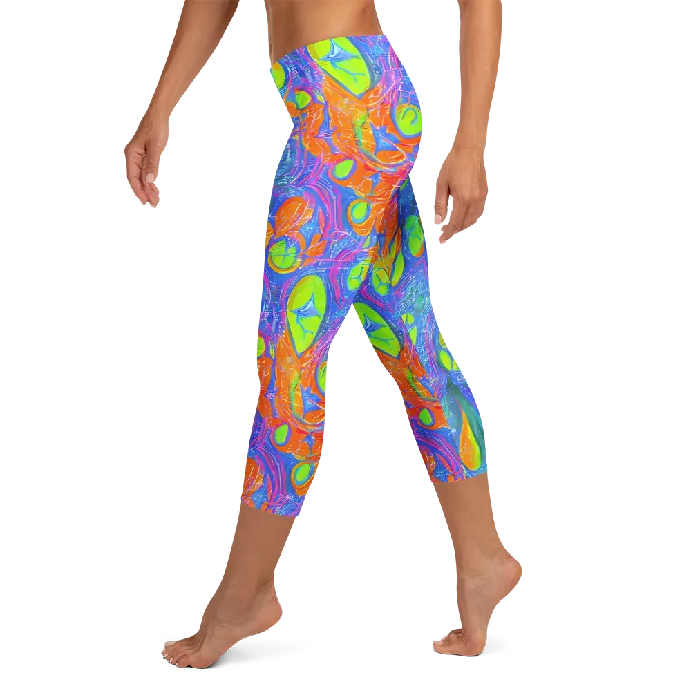 Pixelated Citrus on Capri Leggings — Left