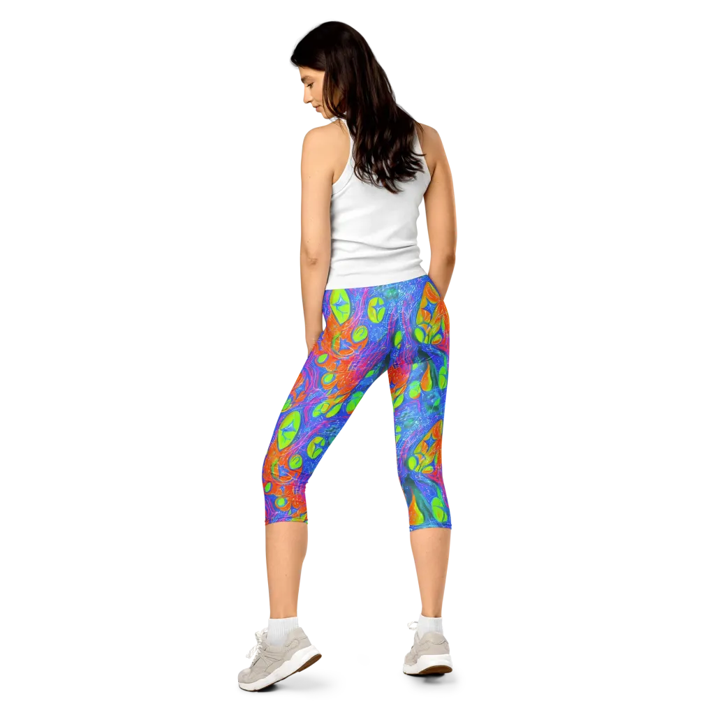 Pixelated Citrus on Capri Leggings — Back