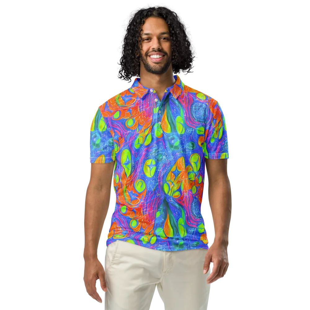 Pixelated Citrus on Men's Slim Fit Polo Shirt — Front