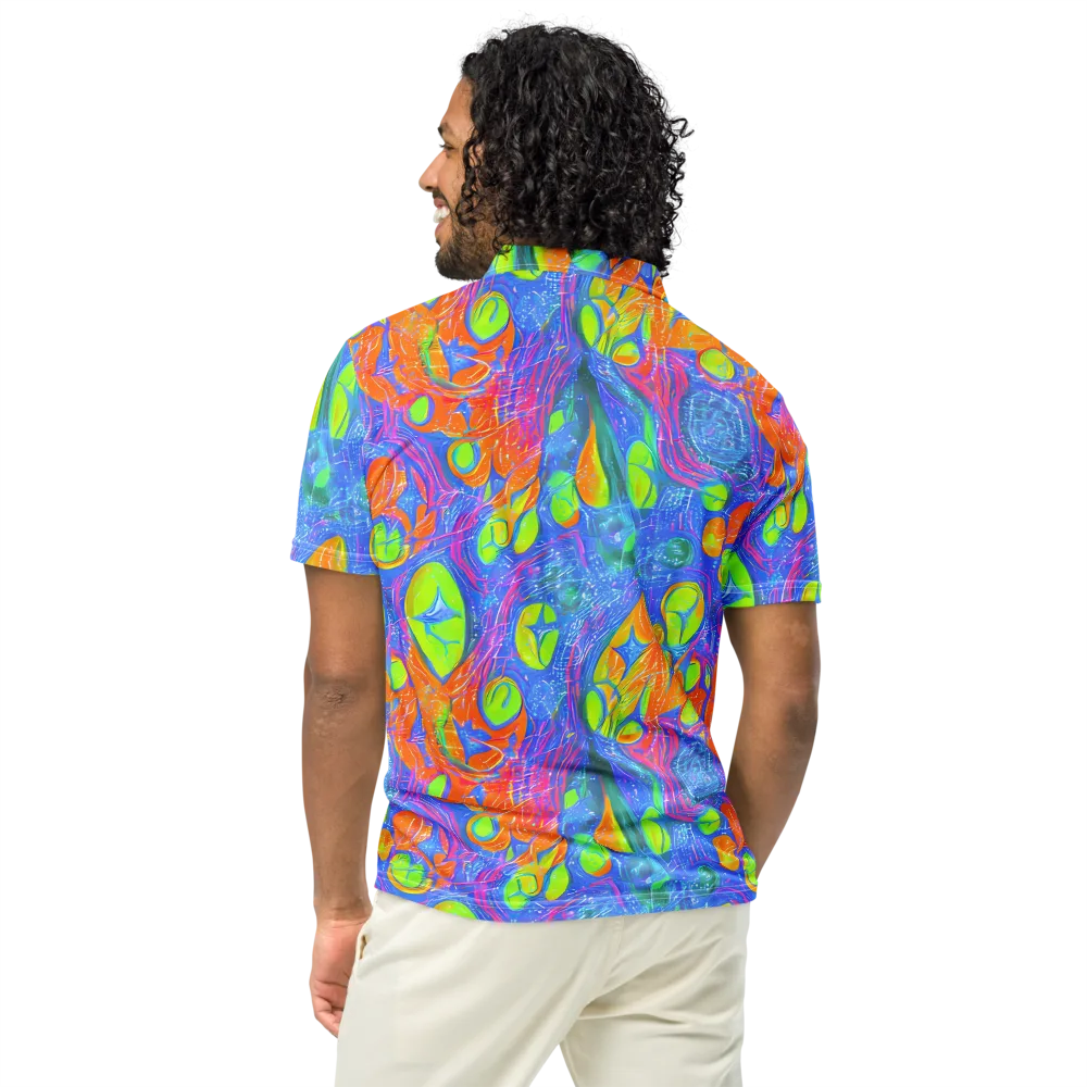 Pixelated Citrus on Men's Slim Fit Polo Shirt — Back