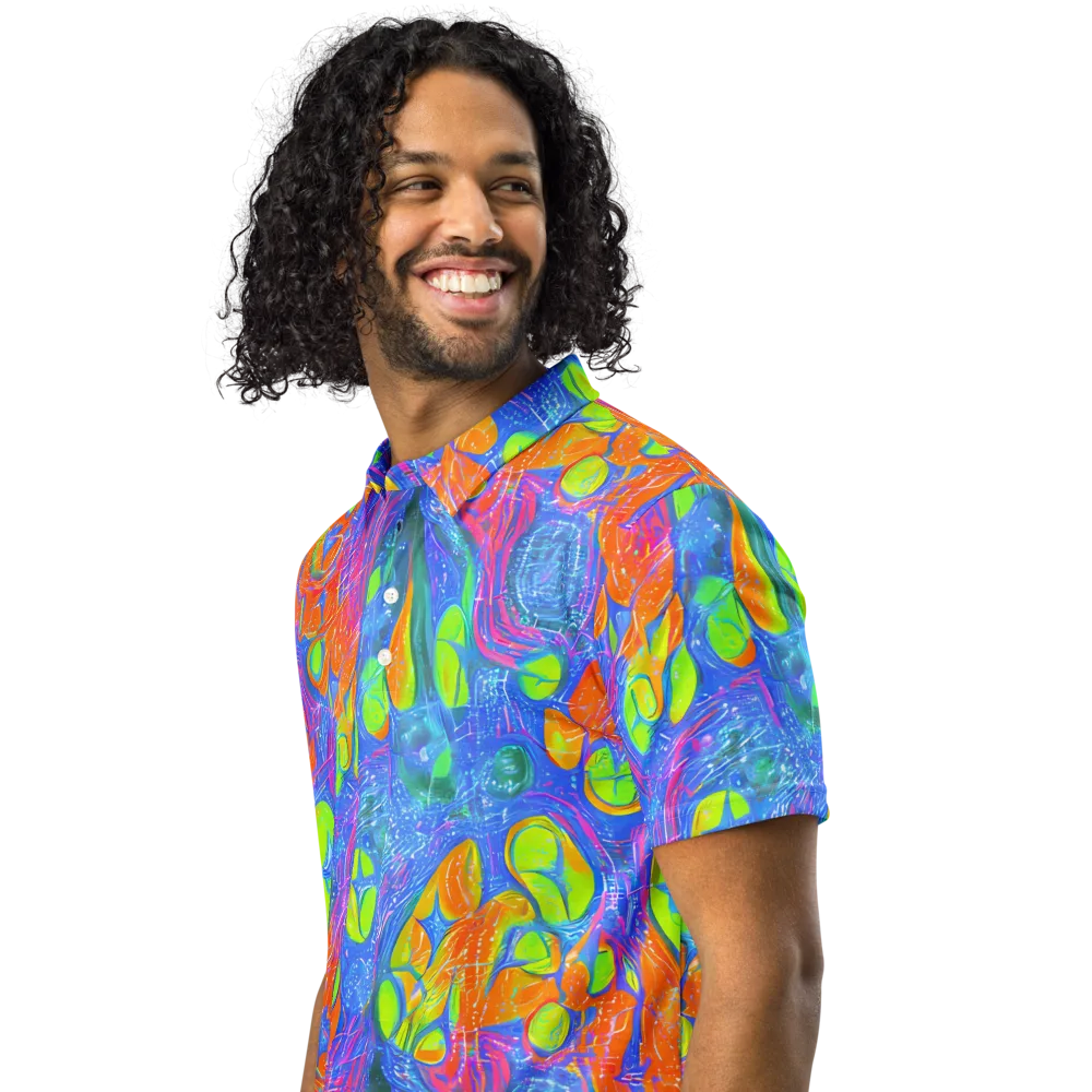 Pixelated Citrus on Men's Slim Fit Polo Shirt — Left Front