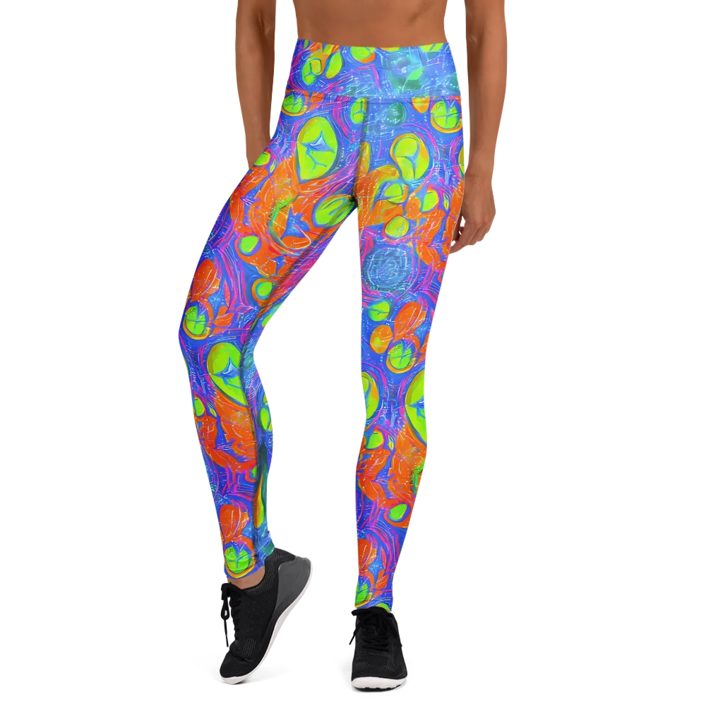 Pixelated Citrus on Yoga Leggings — Front