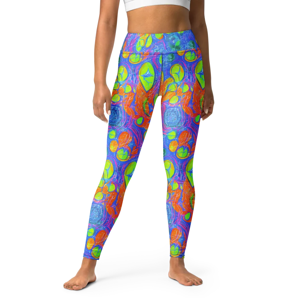 Pixelated Citrus on Yoga Leggings — Front