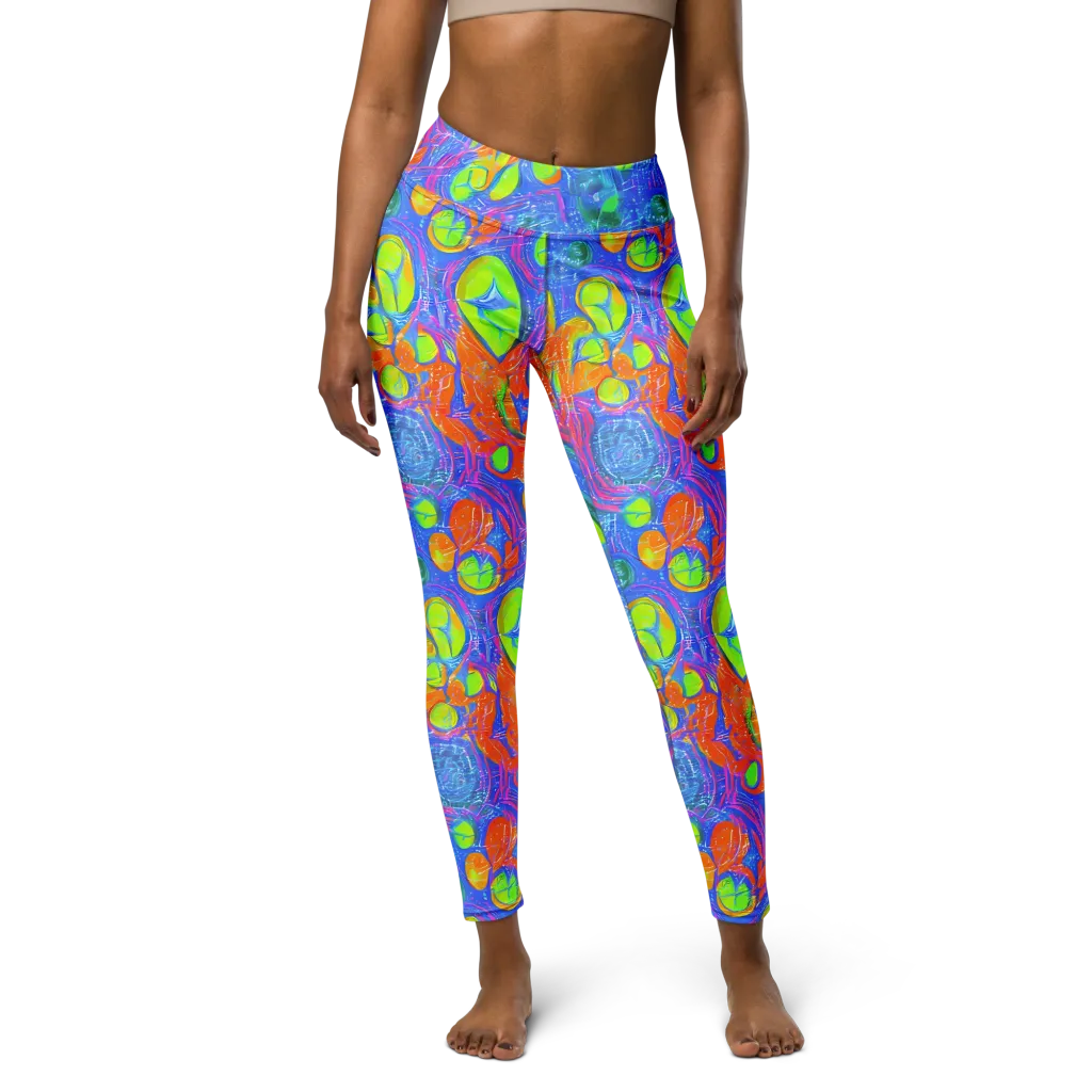 Pixelated Citrus on Yoga Leggings — Front