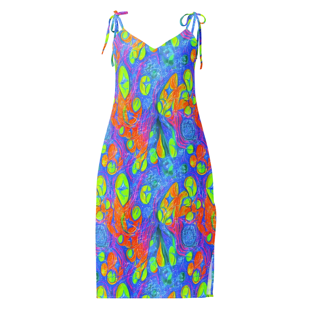 Pixelated Citrus on Slip Dress — Front