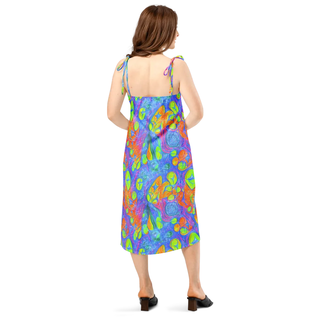 Pixelated Citrus on Slip Dress — Back