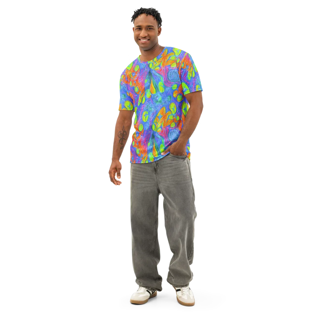 Pixelated Citrus on Men's Cotton Crew Neck T-Shirt — Front