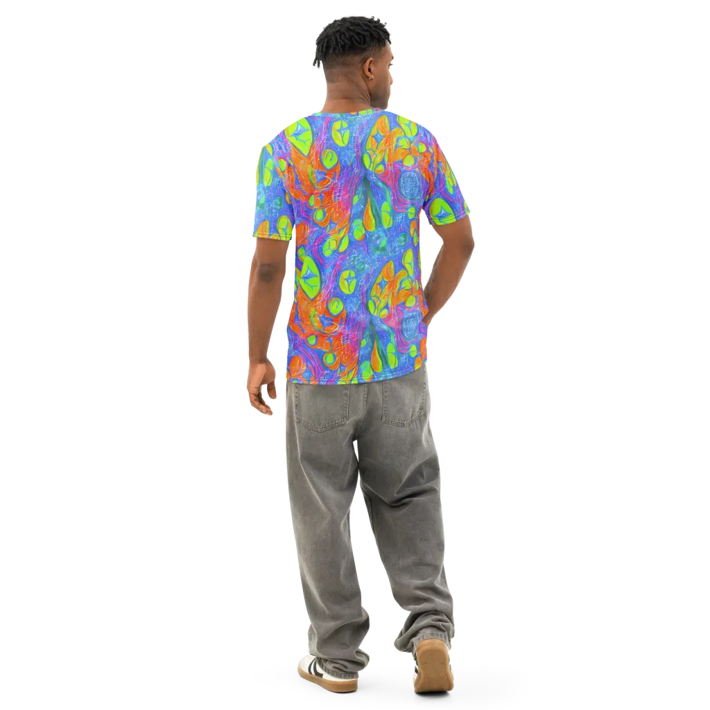 Pixelated Citrus on Men's Cotton Crew Neck T-Shirt — Back