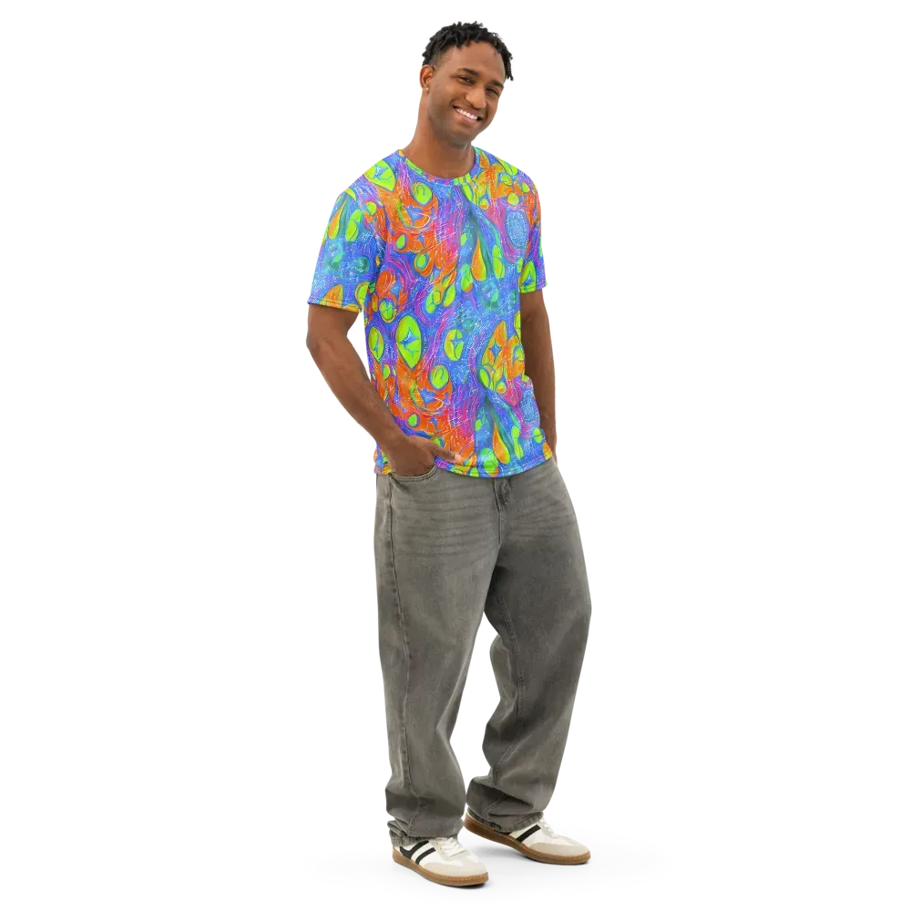 Pixelated Citrus on Men's Cotton Crew Neck T-Shirt — Right Front
