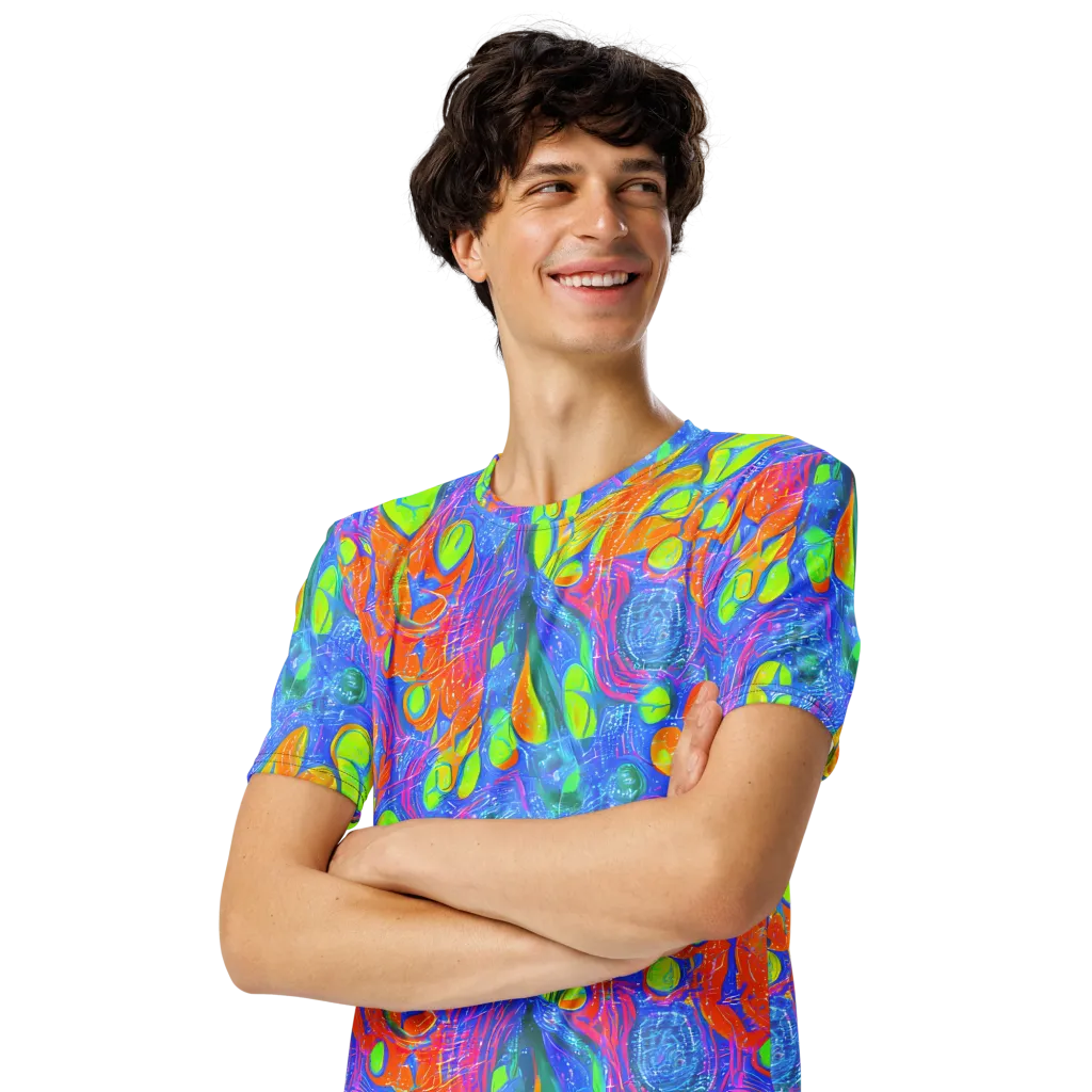 Pixelated Citrus on Men's Crew Neck T-Shirt — Left Front