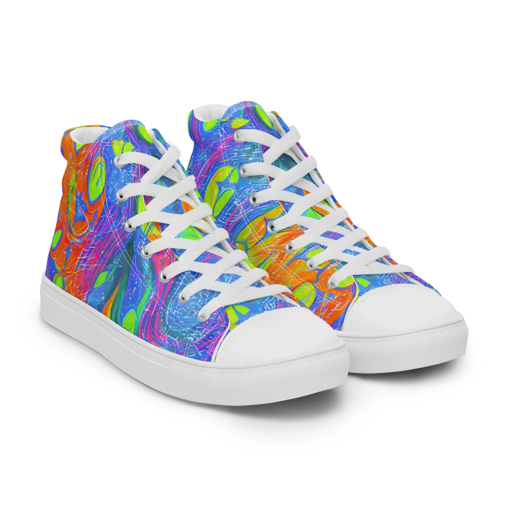 Pixelated Citrus on Men's High Top Canvas Shoes — Right Front
