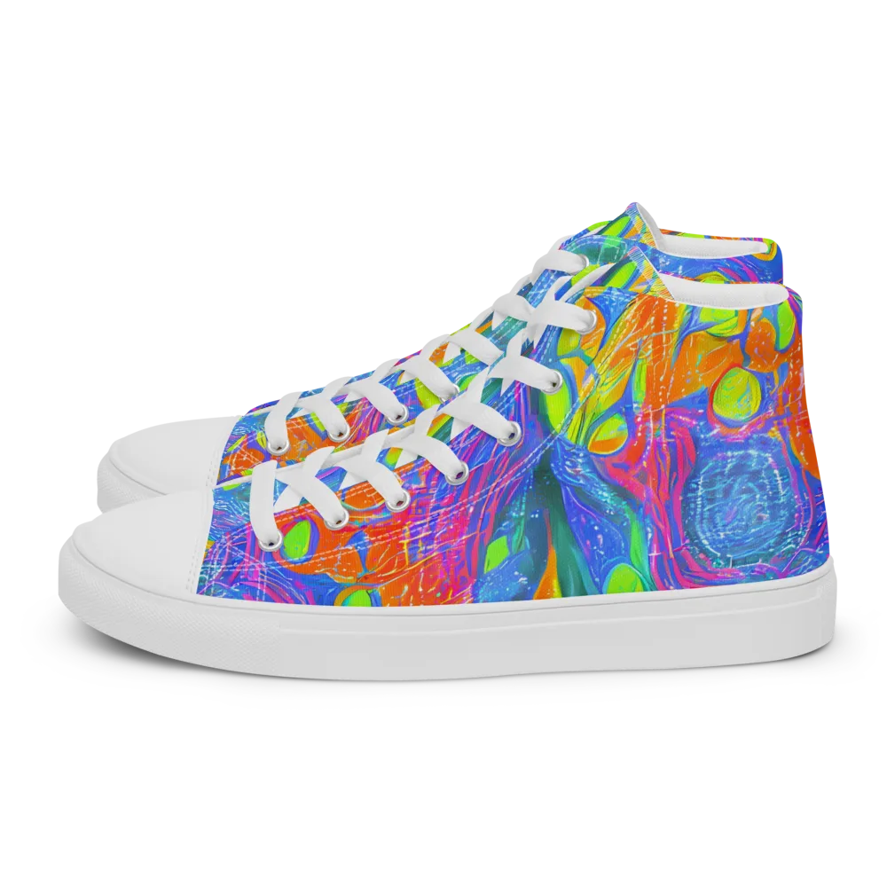 Pixelated Citrus on Men's High Top Canvas Shoes — Left