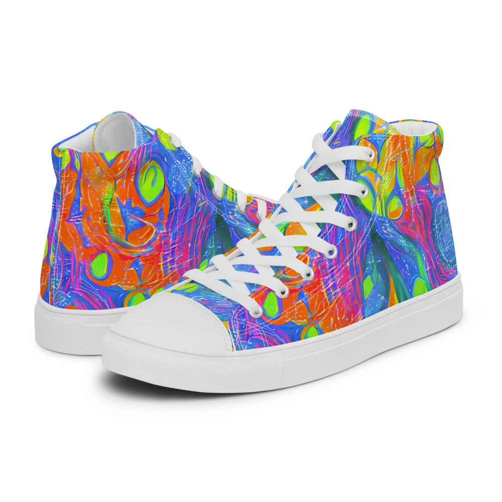 Pixelated Citrus on Men's High Top Canvas Shoes — Left