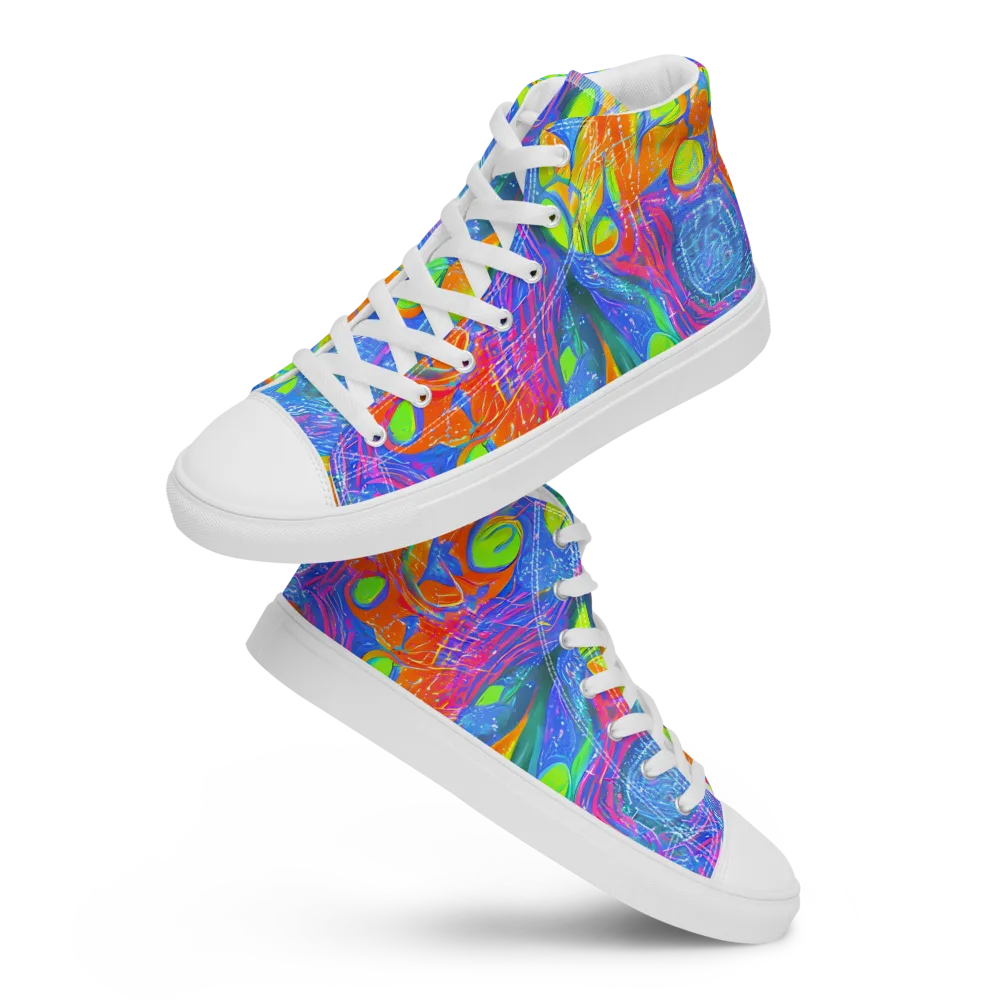 Pixelated Citrus on Men's High Top Canvas Shoes — Front