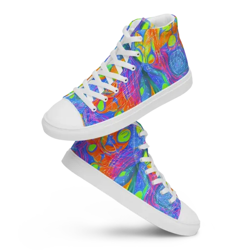 Pixelated Citrus on a Men's High Top Canvas Shoes