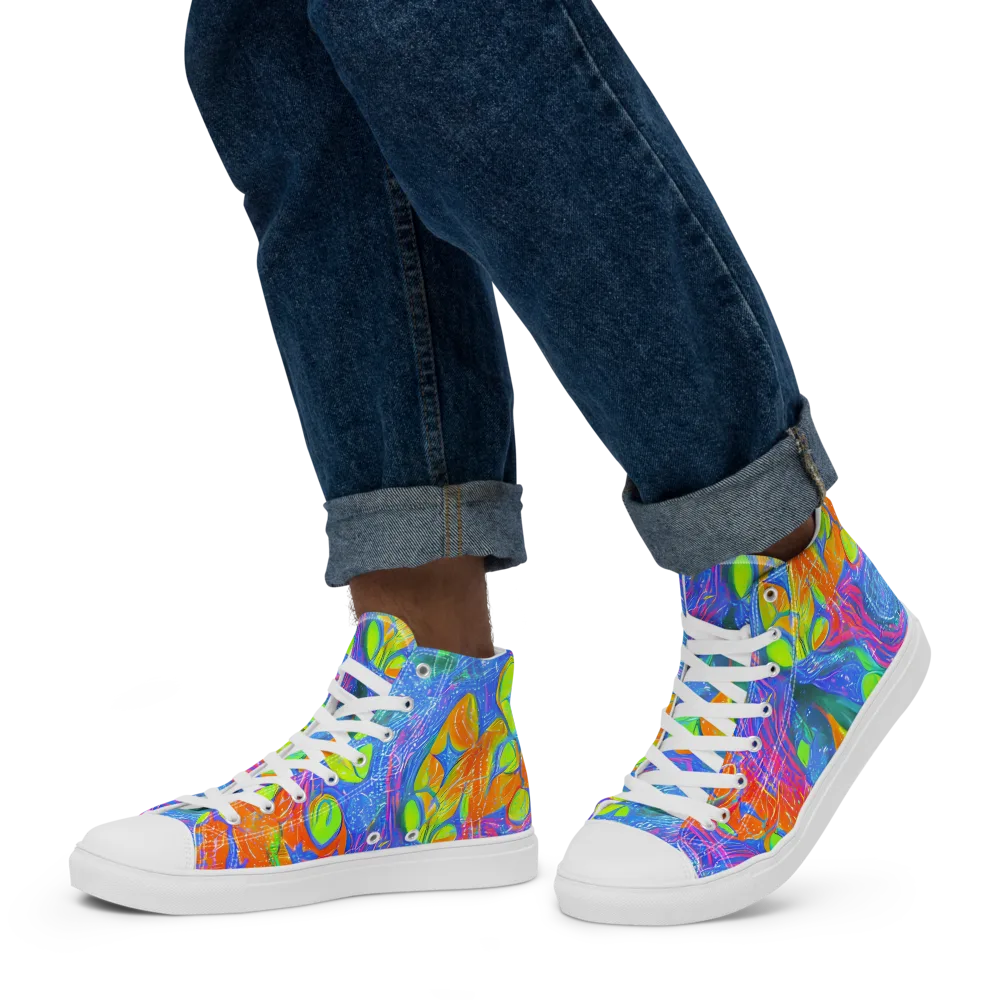 Pixelated Citrus on Men's High Top Canvas Shoes — Left