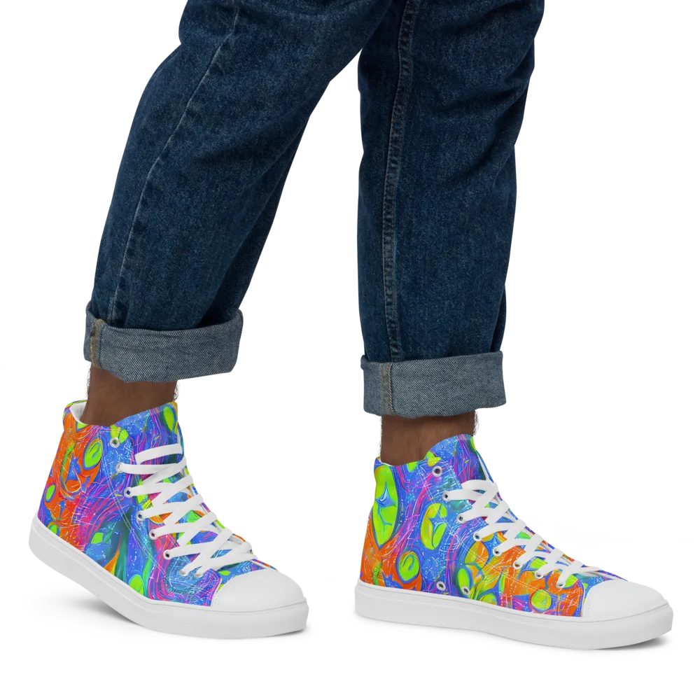 Pixelated Citrus on Men's High Top Canvas Shoes — Right
