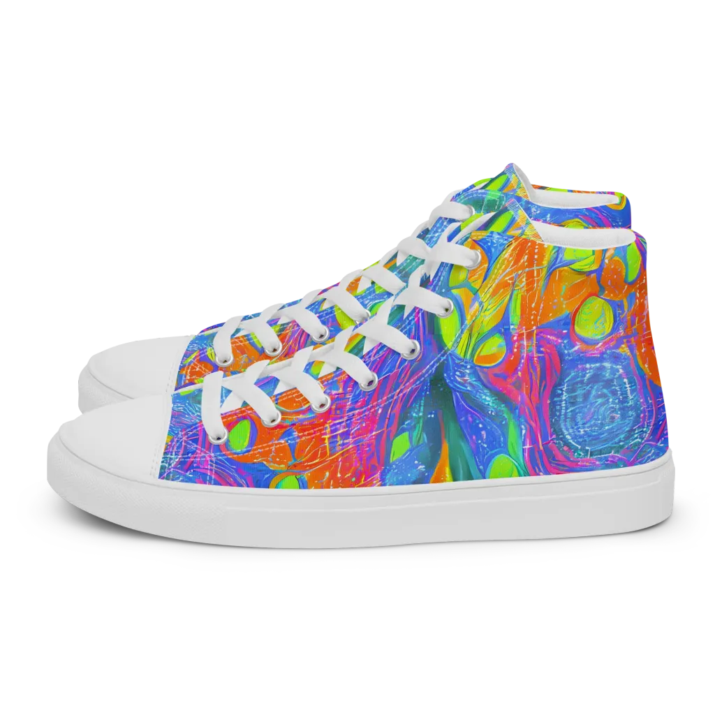 Pixelated Citrus on Women's High Top Canvas Shoes — Left