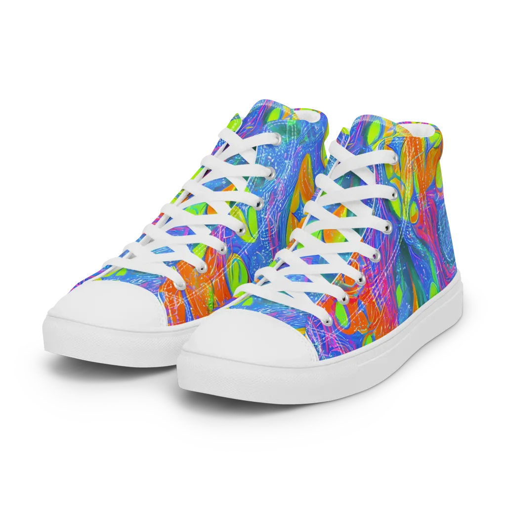 Pixelated Citrus on Women's High Top Canvas Shoes — Left Front