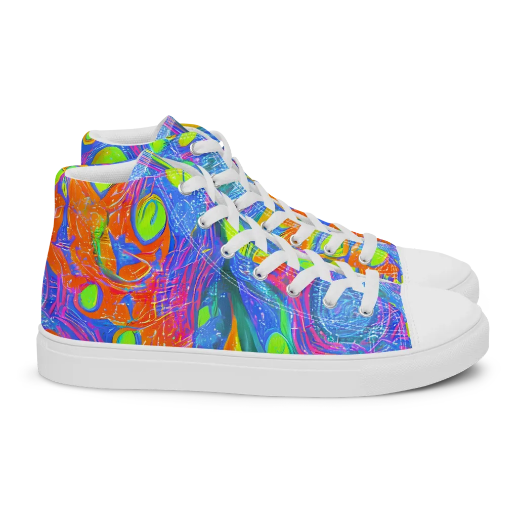 Pixelated Citrus on Women's High Top Canvas Shoes — Right