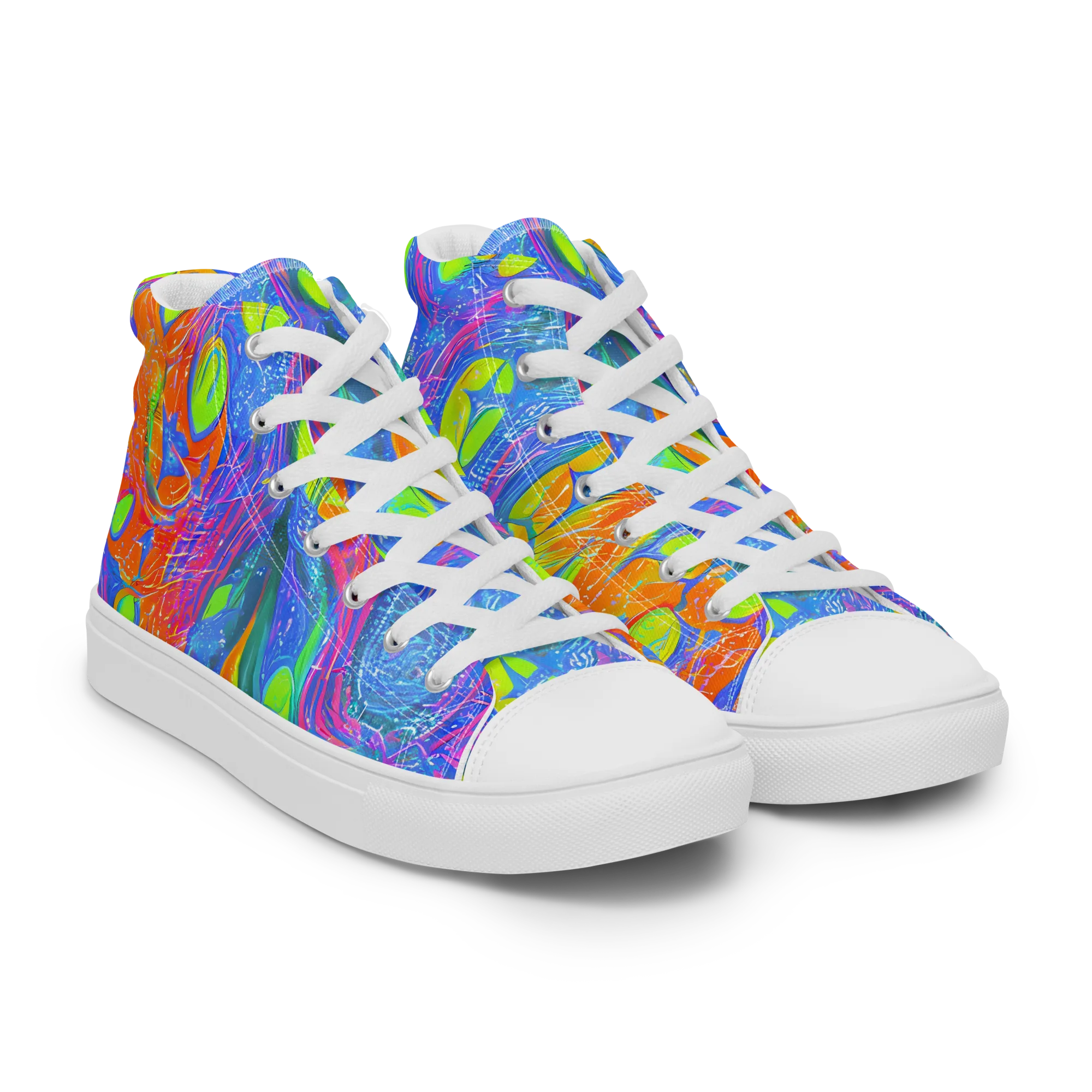 Pixelated Citrus on Women's High Top Canvas Shoes — Right Front