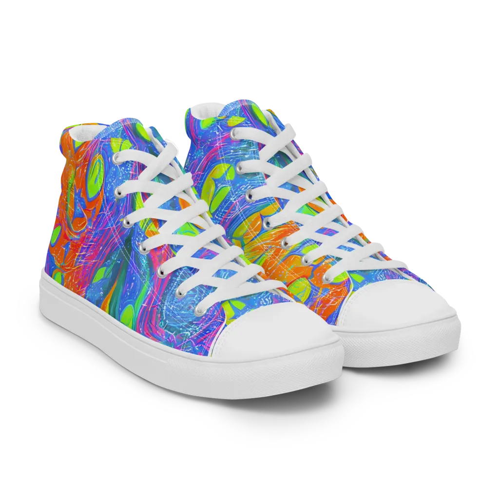 Pixelated Citrus on Women's High Top Canvas Shoes — Right Front