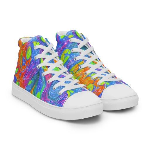 Pixelated Citrus on a Women's High Top Canvas Shoes