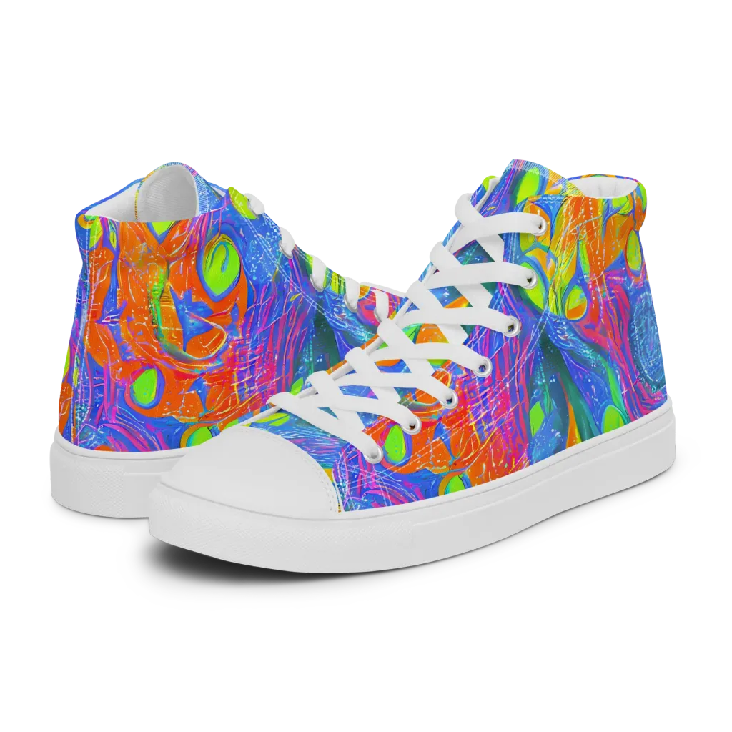 Pixelated Citrus on Women's High Top Canvas Shoes — Left